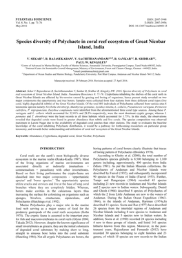 Species Diversity of Polychaete in Coral Reef Ecosystem of Great Nicobar Island, India