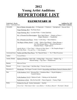 Repertoire List