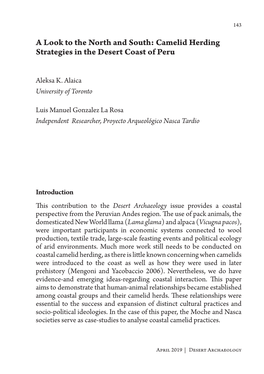 Camelid Herding Strategies in the Desert Coast of Peru