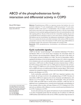 ABCD of the Phosphodiesterase Family: Interaction and Differential Activity in COPD