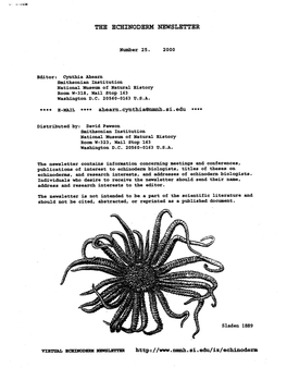 The Echinoderm Newsletter