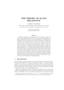The Theory of Scale Relativity∗