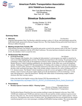 Streetcar Subcommittee