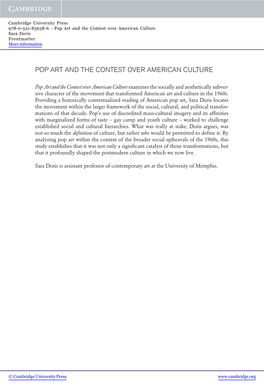 Pop Art and the Contest Over American Culture Sara Doris Frontmatter More Information