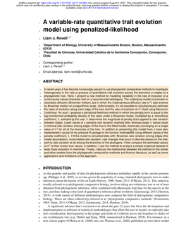 A Variable-Rate Quantitative Trait Evolution Model Using