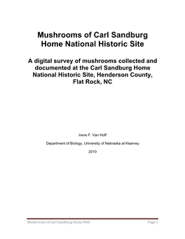 Mushrooms of Carl Sandburg Home National Historic Site