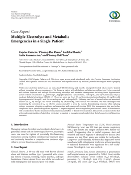 Multiple Electrolyte and Metabolic Emergencies in a Single Patient