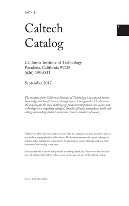 Caltech Catalog 2017-18