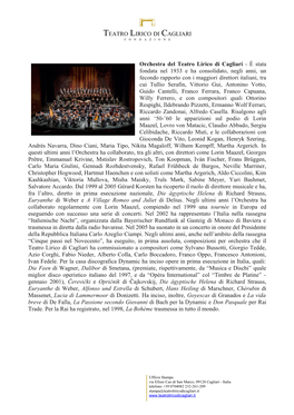 Orchestra Del Teatro Lirico Di Cagliari
