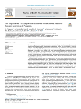 The Origin of the San Jorge Gulf Basin in the Context of the Mesozoic- Cenozoic Evolution of Patagonia T