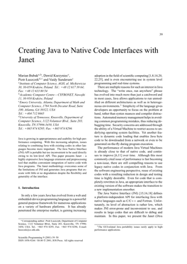 Creating Java to Native Code Interfaces with Janet