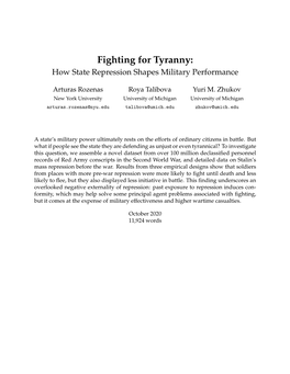Fighting for Tyranny: How State Repression Shapes Military Performance