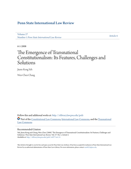 The Emergence of Transnational Constitutionalism: Its Features, Challenges and Solutions