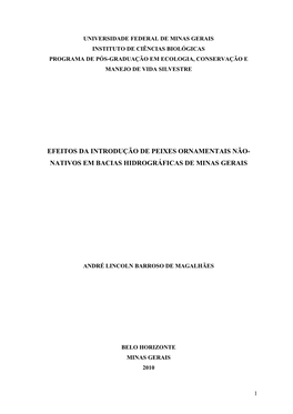 Efeitos Da Introdução De Peixes Ornamentais Não- Nativos Em Bacias Hidrográficas De Minas Gerais