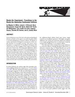 Banda Arc Experiment—Transitions in the Banda Arc-Australian Continental Collision by Meghan S