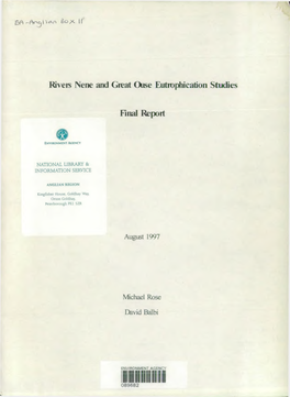 Rivere Nene and Great Ouse Eutrophication Studies Final Report