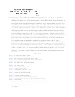 MULTIPLE DESIGNATIONS Act of Jul. 2, 2014, PL 929, No. 103 Cl. 87