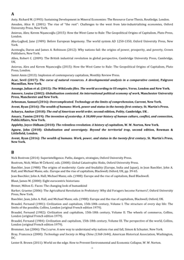 Auty, Richard M. (1993): Sustaining Development in Mineral Economies: the Resource Curse Thesis, Routledge, London