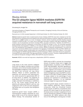 Review Article the E3 Ubiquitin Ligase NEDD4 Mediates EGFR-TKI Acquired Resistance in Non-Small Cell Lung Cancer