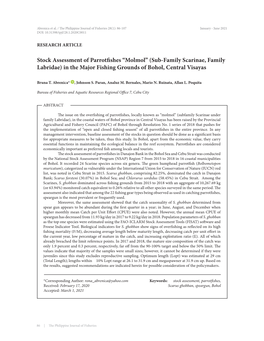 Stock Assessment of Parrotfishes “Molmol” (Sub-Family Scarinae, Family Labridae) in the Major Fishing Grounds of Bohol, Central Visayas