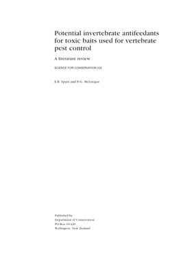 Potential Invertebrate Antifeedants for Toxic Baits Used for Vertebrate Pest Control