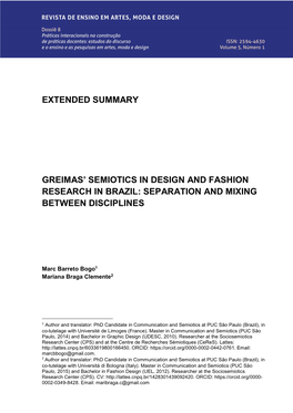 Extended Summary Greimas' Semiotics in Design And