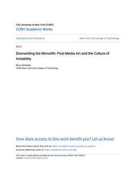 Dismantling the Monolith: Post-Media Art and the Culture of Instability