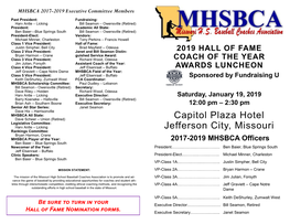 2019 MHSBCA Hall of Fame Luncheon Program