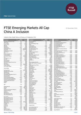 FTSE Emerging Markets All Cap China a Inclusion