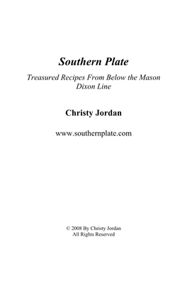 Southern Plate Treasured Recipes from Below the Mason Dixon Line