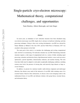 Single-Particle Cryo-Electron Microscopy: Mathematical Theory, Computational Challenges, and Opportunities