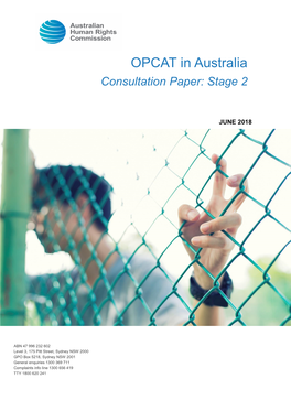 OPCAT in Australia Consultation Paper: Stage 2