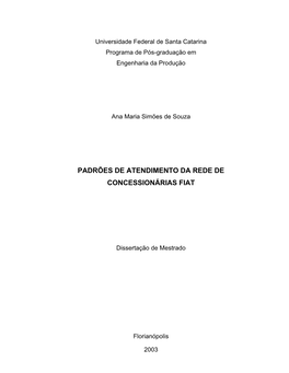 Padrões De Atendimento Da Rede De Concessionárias Fiat