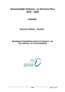 Gemeentelijk Verkeers- En Vervoers Plan 2012 – 2020