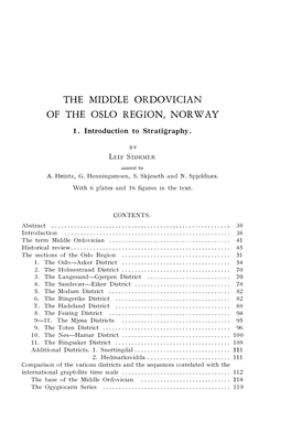 The Middle Ordovician of the Oslo Region, Norway", the Previous Research Is Dealt with More Extensively in a Special Chapter on a Historical Review