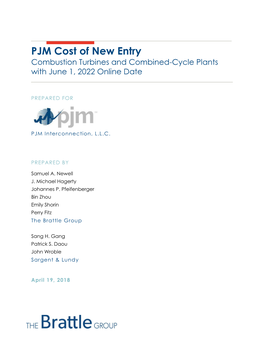 PJM Cost of New Entry: Combustion Turbines and Combined-Cycle