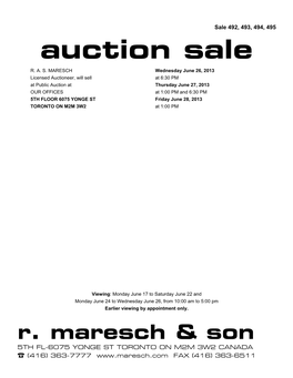 Sale 492, 493, 494, 495 Auction Sale R