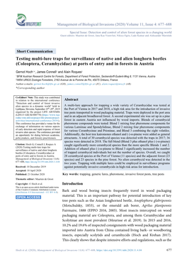 Testing Multi-Lure Traps for Surveillance of Native and Alien Longhorn Beetles (Coleoptera, Cerambycidae) at Ports of Entry and in Forests in Austria