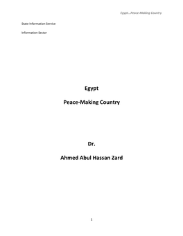 Egypt…Peace-Making Country