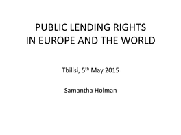 Public Lending Rights in Europe and the World