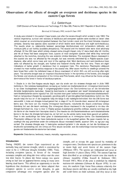 Observations of the Effects of Drought on Evergreen and Deciduous Species in the Eastern Cape Forests