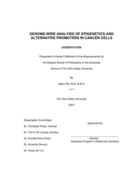 Genome-Wide Analysis of Epigenetics and Alternative Promoters in Cancer Cells