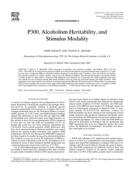 P300, Alcoholism Heritability, and Stimulus Modality