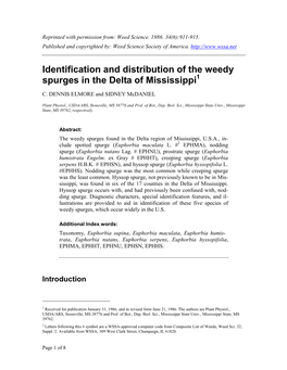 Identification and Distribution of the Weedy Spurges in the Delta of Mississippi1
