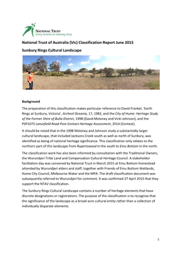 Classification Report June 2015 Sunbury Rings Cultural Landscape