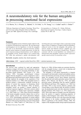 A Neuromodulatory Role for the Human Amygdala in Processing Emotional Facial Expressions