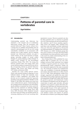 Patterns of Parental Care in Vertebrates