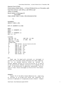 Frank Anthony Public School ... Vs Union of India & Ors on 17