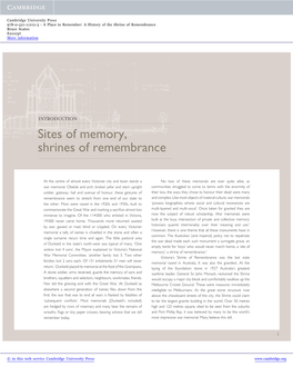 Sites of Memory, Shrines of Remembrance