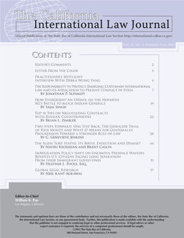 E California International Law Journal Official Publication of the State Bar of California International Law Section